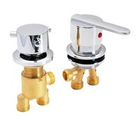 Vanne mélangeuse en laiton à 2 voies - Interface G1/2" - Cartouche en céramique - Valve marche/arrêt pour baignoire de salle de bain