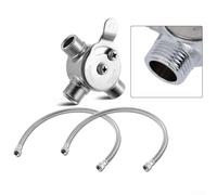 Vanne mélangeuse manuelle pour eau chaude et froide, vanne thermostatique en laiton avec filetage 3/8" et 1/2", comprend 2 connecteurs de tuyau (46024)