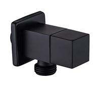 Vanne noire G1/2"Vanne d'arrêt laiton mural balcon salle de bain vanne raccordement eau angle toto,chrome(Nero)
