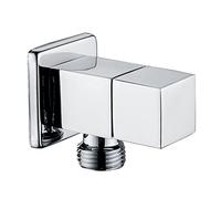 Vanne noire G1/2"Vanne d'arrêt laiton mural balcon salle de bain vanne raccordement eau angle toto,chrome(Chrome)