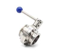 Vanne papillon 1,5" Tri Clamp Clover Poignée de traction SS304 Acier inoxydable 38 mm Virole OD 50,5 mm