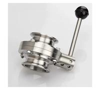 Vanne papillon à triple pince en acier inoxydable SS304, qualité sanitaire, 3/4 "19mm, 1 pièce, 1.5"