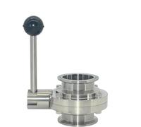 Vanne papillon à trois pinces 2" 51 mm SS304 en acier inoxydable sanitaire, vanne for brassage maison, bière, produits laitiers