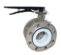 Vanne papillon électrique à axe central revêtue de fluor, série C810-F4/F46, ouverte et fermée(Wafer-DN125)