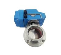 Vanne papillon électrique en acier inoxydable SS304 sanitaire D981-X, vanne papillon électrique à trois pinces 19mm-108mm(89)