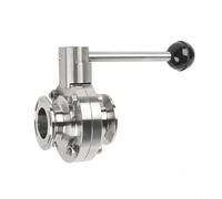 Vanne papillon en acier inoxydable 304, 3/4" 1" 1-1/2" 2" 19/25/38/45/51/63 mm, triple collier de serrage 50,5/64/77,5 mm(32mm Ferrule 50.5)