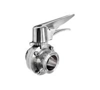Vanne papillon multiposition sanitaire en acier inoxydable 304, 2-1/4", diamètre extérieur 77 mm, avec poignée à serrage