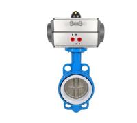 Vanne papillon pneumatique en PTFE D671F-16Q, vanne papillon à joint souple, vanne pneumatique à coupure rapide en acier inoxydable et fonte ductile(DN300)