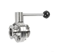 Vanne papillon sanitaire en acier inoxydable 304, 3/4", 1", 1-1/2", 2", 19/25/38/45/51/63 mm, triple collier de serrage, 50,5/64/77,5 mm, for brassage artisanal, bière, produits laitiers(25mm Ferrule
