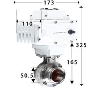 Vanne papillon sanitaire en acier inoxydable 304/316L avec actionneur électrique, for tuyaux de 19 à 108 mm, 1,5", 2" à 4"(25mm Pipe K50.5)
