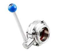 Vanne papillon sanitaire en acier inoxydable 304 de 1-1/4", calibrage Tri Clamp, diamètre extérieur 50,5 mm, joint en silicone