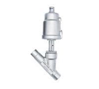 Vanne pneumatique à siège incliné soudée en acier inoxydable DN25, actionneur normalement fermé en acier inoxydable for vapeur, gaz et pétrole(OPEN-DOUBLE ACTING)