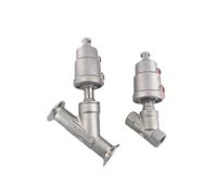 Vanne pneumatique à siège incliné Vanne de siège d'angle pneumatique en acier inoxydable, pince de soudage à filetage femelle, type Y(DN15,CLAMP_STAINLESS STEEL HEAD)