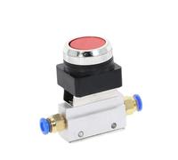 Vanne pneumatique Vanne mécanique | Bouton poussoir plat momentané, filetage 1/8 ", 2 positions, 3 voies, rouge, vert(6MM-1)