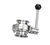 Vanne sanitaire en acier inoxydable 304, 19/25/38/45/51/63 mm, trois colliers de serrage, 50,5/64/77,5 mm(OD57 x Clamp 77.5)