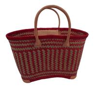 Vannerie Delamotte Panier Cabas en jonc avec anses et Coins Cuir renforcés