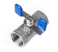 Vannes à bille à poignée papillon en acier inoxydable 201, 1/4", 3/8", 1/2", 3/4", 1", vanne à bille monobloc filetée femelle DN8-DN25, 1 pièce(0.25 Inch)