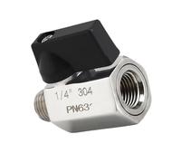 Vannes à billes compactes en acier inoxydable de 6,35 mm, double filetage, résistance aux hautes températures, anti-corrosion, usage industriel, robinets à boisseau sphérique pour eau