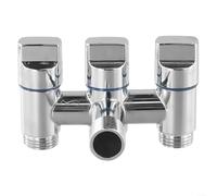 Vannes d'angle à une entrée à trois sorties, inverseur multifonction en laiton pour machine à laver, lave-vaisselle, douche, adaptateur de robinet mural à 3 voies, argent (argenté)