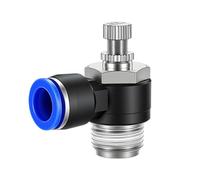 Vannes de régulation de débit pneumatique compactes, SL1204 | Régulateur de filetage mâle coudé à pousser pour les tâches de réglage du taux d'échappement, les zones de travail de service