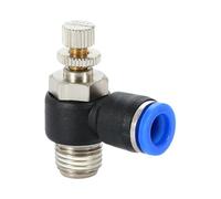 Vannes de régulation de débit pneumatique compactes, SL8M5 | Régulateur de filetage mâle coudé à pousser pour les tâches de réglage du taux d'échappement, les zones de travail de service
