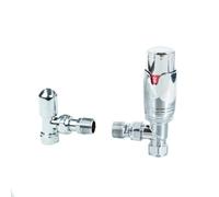 Vannes thermostatiques de radiateur en laiton chromé poli coudé TRV Set Lockshield 1/2" x 15 mm Bouton rotatif manuel 6-28 degrés Plage de température 10 ans