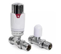 Vannes thermostatiques droites pour radiateur TRV et Lockshield Pack 15 mm x 1,27 cm Style Drayton TRV4 Chrome/blanc - TCEM