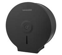VANNSOO Jumbo commercial Distributeur de papier toilette, support mural en acier inoxydable de 22,9 cm, distributeur de papier toilette avec clé de verrouillage, noir