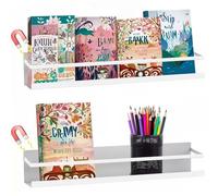 VANPET Lot de 2 étagères magnétiques en métal pour tableau blanc, bibliothèque magnétique en métal pour enseignants, enfants, salle de classe, bureau (blanc, 40,1 x 7,1 x 7,1 cm)