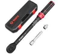 VANPO 1/2" Clé Dynamométrique 20-220Nm, 72 Dents Voiture y Moto Clés Dynamométriques 3 Pièces jeu avec 125mm Barre d'extension, 3/8" Adaptateur, pour Remplacer les Pneus