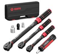 VANPO Clé Dynamométrique 1/4 & 3/8 & 1/2, 7 Pièces Kit de Clés Dynamométriques 1-25Nm 5-60Nm 20-220Nm avec Tournevis Dynamométrique 1-8Nm, ±3% Précision, pour Réparation de Motos, Vélos et Voitures