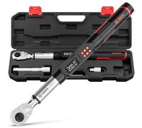 VANPO ynamométrique Numérique 1/2" 10-200NM, ±2% Précision Clés Dynamométrique avec Vibration de la Poignée, Buzzer et Notification LCD, Torque Wrench Électronique pour Moto, Voiture