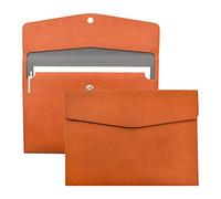 VANRA 1 pièce Porte-documents en similicuir A4 avec enveloppe en papier - Organisateur de documents en cuir - Porte-documents avec fermeture magnétique (Marron)