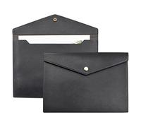 VANRA 1 porte-documents A4 en cuir synthétique imperméable pour format lettre avec fermeture à bouton-pression, noir
