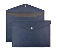 VANRA 1 porte-documents A4 en cuir synthétique imperméable pour format lettre avec fermeture à bouton-pression (bleu marine)
