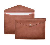 VANRA 1 porte-documents A4 en cuir synthétique imperméable pour format lettre avec fermeture à bouton-pression, marron