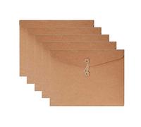 VANRA Classeur à ficelle en kraft Enveloppe de classement Enveloppe de projet Pochette de documents Organisateur de lettres plat sans expansion A4 Format lettre (Kraft Brown, paquet de 5)