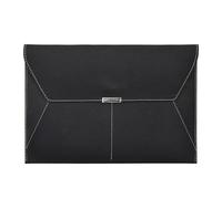 VANRA Dossier classeur Porte-documents Organisateur Imperméable en Cuir avec 3 Poches, Enveloppes de classement pour papier format A4 avec fermeture à bouton magnétique (Noir)
