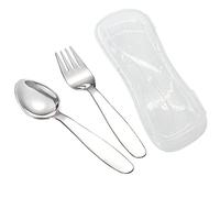 VANRA Ensemble de 2 couverts pour enfants avec fourchette et cuillère avec étui de voyage pour boîte à déjeuner, en acier inoxydable 18/8 pour enfants (fourchette cuillère)