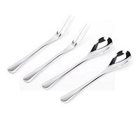 Vanra Ensemble de 4 Pièces de Couverts en Acier Inoxydable - 2 Fourchettes et 2 Cuillères - Pour Salade, Cocktail, Café et Service - Argent