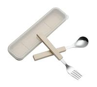 VANRA Ensemble de couverts 2 pièces pour enfants en acier inoxydable 18/10 - Ensemble de couverts argentés - Ustensiles de table - Cuillère et fourchette avec étui de voyage pour enfants et