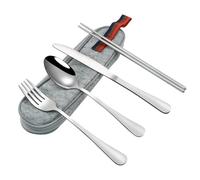 VANRA Ensemble d'ustensiles de voyage portables avec étui (argenté)