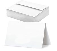 VANRA Lot de 100 cartes de vœux vierges blanches avec enveloppes A6 autocollantes pour cartes de remerciement, invitations de mariage - 10 x 15 cm