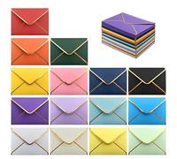 VANRA Lot de 150 enveloppes d'invitation colorées auto-adhésives A6 à rabat en V avec bordure dorée pour cartes de vœux de 10 x 15 cm, invitations de mariage, remise de diplôme, photos (15 couleurs