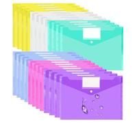 VANRA Lot de 24 enveloppes en plastique transparentes avec bouton pression