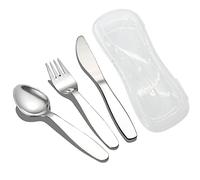 VANRA Lot de 3 couverts en acier inoxydable 18/8 pour enfants avec fourchette, cuillère et couteau avec étui de voyage pour l'école (fourchette, cuillère, couteau)