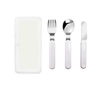 VANRA Lot de 3 couverts pour enfants en acier inoxydable 18/10 avec étui pour boîte à déjeuner (fourchette, cuillère, couteau)