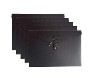VANRA Lot de 5 classeurs A4 larges en papier kraft avec boucle pour bureau, école, université, noir