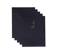 VANRA Lot de 5 dossiers en papier kraft A4/C4 Classeur Enveloppe Classeur Document Lettre Organisateur avec fermeture à cordon pour l'école, le bureau (Noir)