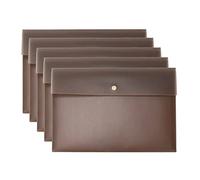 VANRA Lot de 5 enveloppes A4 en plastique avec fermeture à bouton-pression pour documents, format A4 (marron)